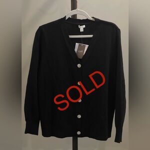 J. Jill Black Cardigan with Crystal Accents